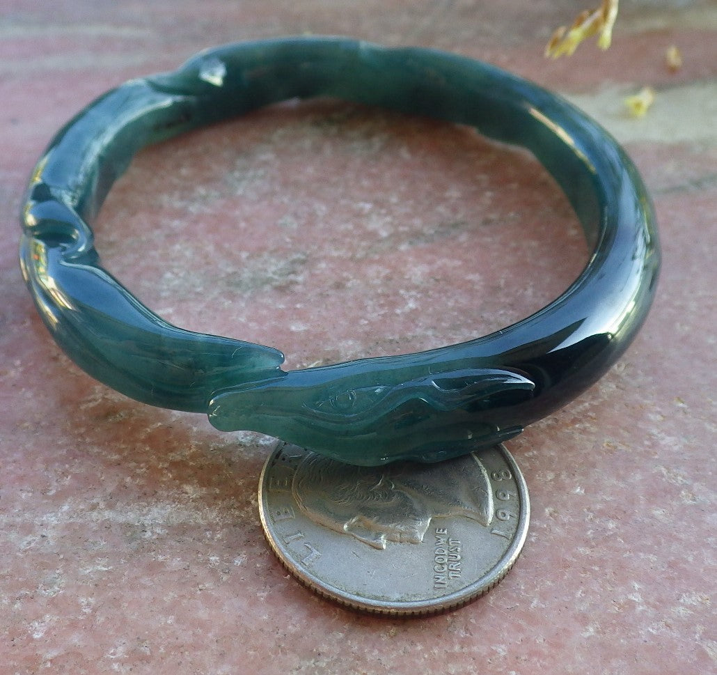 Certified Icy Green Burma 100% Natural A JADE Jadeite  Fox Bangle Bracelet 53 mm 手镯 650340 TN