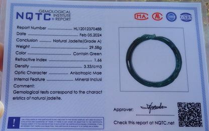 Certified Icy Green Burma 100% Natural A JADE Jadeite  Fox Bangle Bracelet 53 mm 手镯 650340 TN