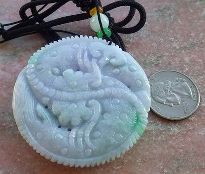 Certified Lavender Green Burma 100% Natural A Jade jadeite Pendant Dragon Mouse Rat Peanut Ruyi Necklace 望子成龙 650354 TN