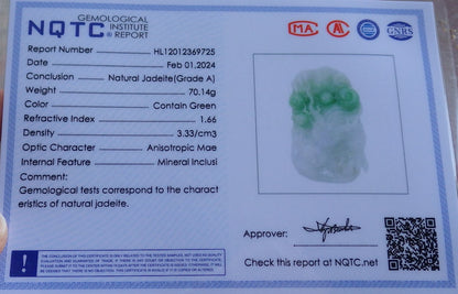 Certified Green Burma 100% Natural A Jade jadeite Pendant Dragon Necklace 生意兴隆 650425 TN