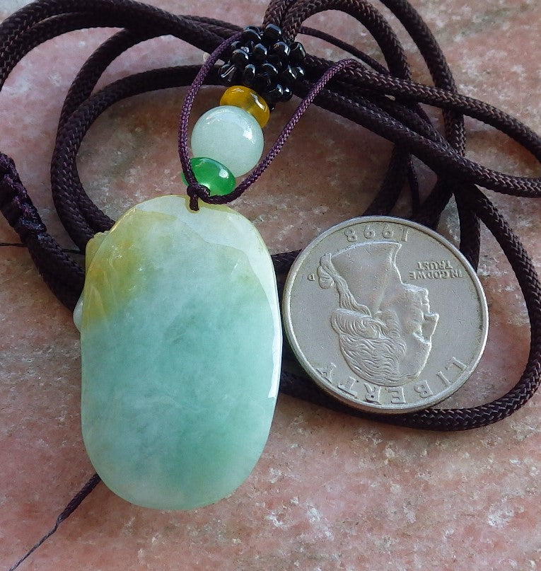 Certified Yellow Green Burma 100% Natural A Jade jadeite Pendant Butterfly Flower Necklace 蝴蝶 花开富贵 650438 TN