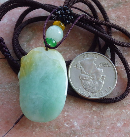 Certified Yellow Green Burma 100% Natural A Jade jadeite Pendant Butterfly Flower Necklace 蝴蝶 花开富贵 650438 TN