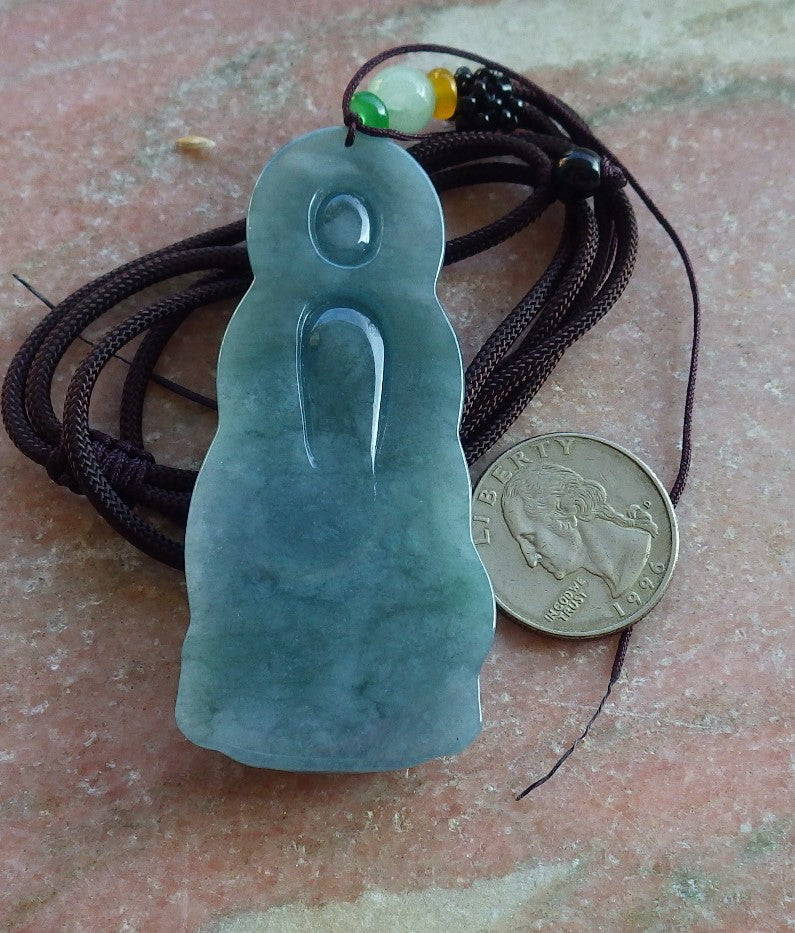 Certified Icy Green Pale Lavender Burma 100% Natural A Jade jadeite pendant Sakyamuni Buddha God Necklace 释迦牟尼 650465 TN