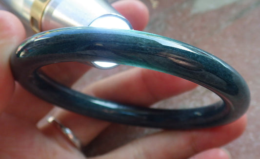 Certified Green Burma 100% Natural A JADE Jadeite Circle Bangle Bracelet 56 mm 手镯 650496 TN
