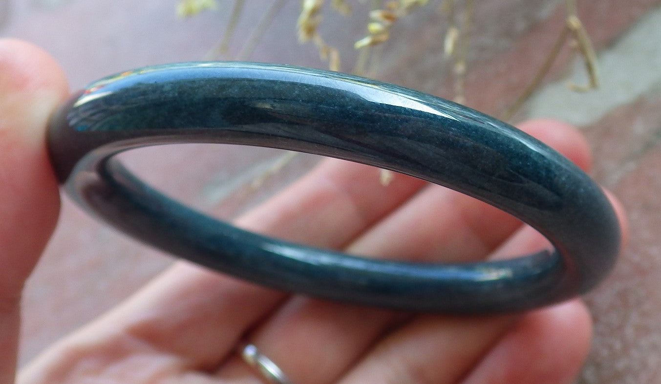Certified Green Burma 100% Natural A JADE Jadeite Circle Bangle Bracelet 56 mm 手镯 650496 TN
