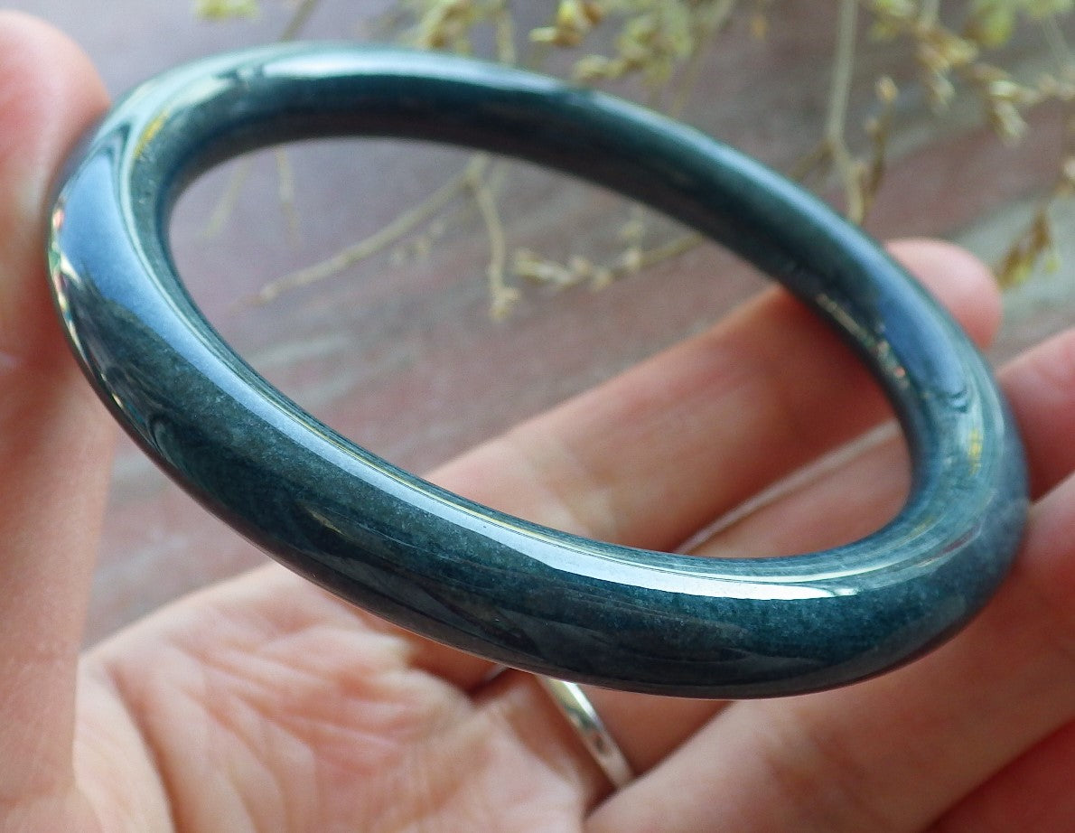 Certified Green Burma 100% Natural A JADE Jadeite Circle Bangle Bracelet 56 mm 手镯 650496 TN