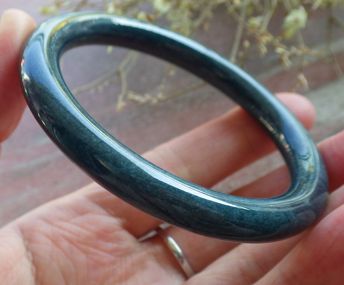 Certified Green Burma 100% Natural A JADE Jadeite Circle Bangle Bracelet 56 mm 手镯 650496 TN