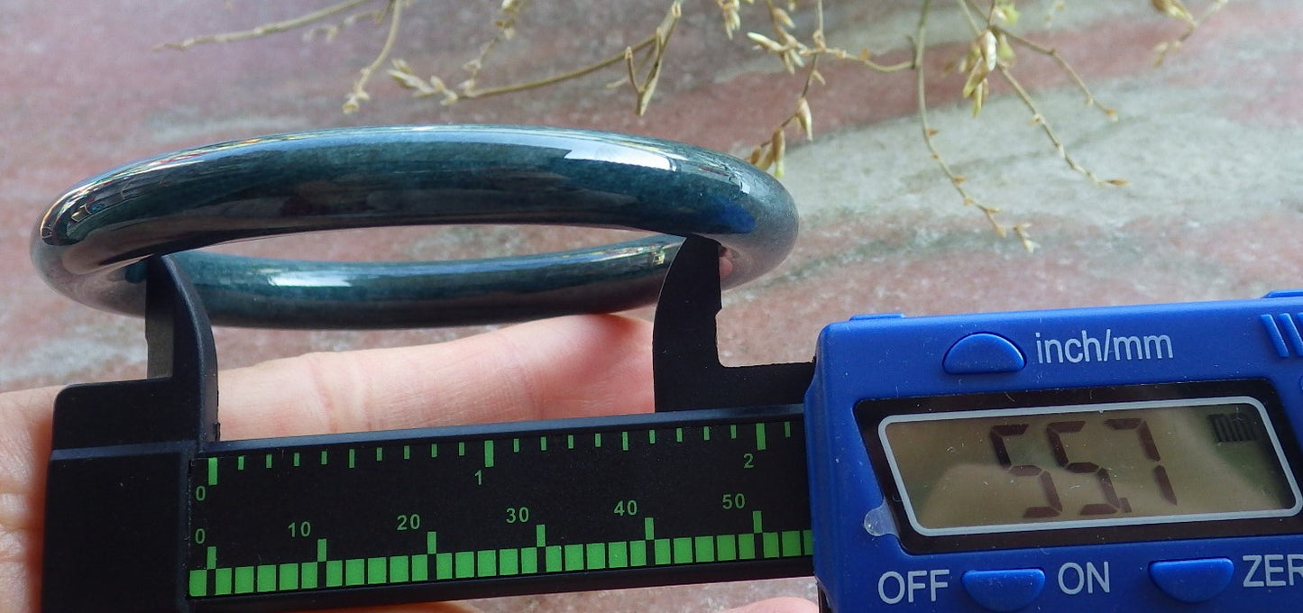 Certified Green Burma 100% Natural A JADE Jadeite Circle Bangle Bracelet 56 mm 手镯 650496 TN
