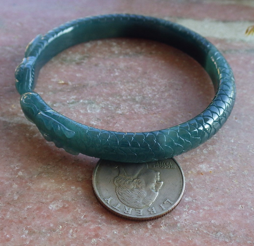 Certified Icy Green Burma 100% Natural A JADE Jadeite Snake Bangle Bracelet 56 mm 手镯 650547 TN