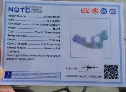 Certified Lavender Green Burma 100% Natural A Jade jadeite Pendant Rabbit Monkey Flower Coin Necklace 兔子 650559 TN