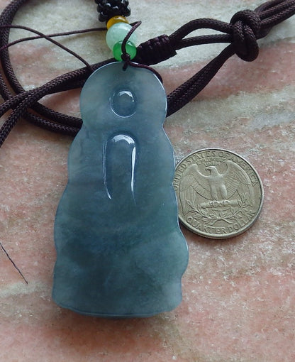 Certified Icy Green Burma 100% Natural A Jade jadeite pendant Sakyamuni Buddha God Necklace 释迦牟尼 650599 TN