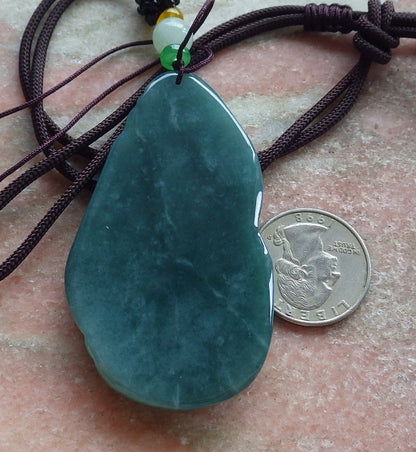Certified Icy Green Burma 100% Natural A Jade jadeite Pendant  Guanyin Kwan Yin Dragon Phoenix Lotus Flower 龙凤 650635 TN