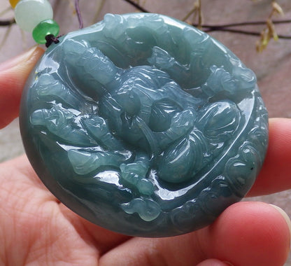 Certified Icy Green Pale Lavender Burma 100% Natural A Jade jadeite Pendant 1000 Hand Guanyin Kwan Yin Lotus Flower Necklace 观音 650653 TN
