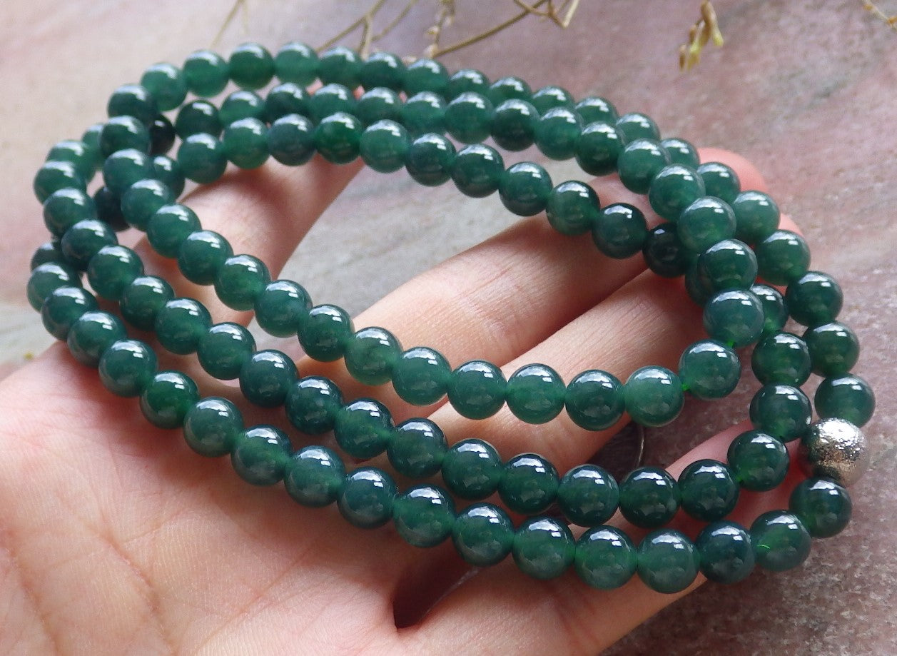 Certified Icy Green Burma 100% Natural A JADE Jadeite Bead Beads Necklace 27 inches 项链 650685 TN