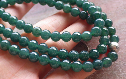 Certified Icy Green Burma 100% Natural A JADE Jadeite Bead Beads Necklace 27 inches 项链 650685 TN