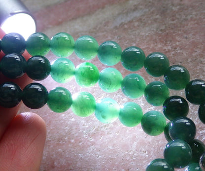 Certified Icy Green Burma 100% Natural A JADE Jadeite Bead Beads Necklace 27 inches 项链 650685 TN
