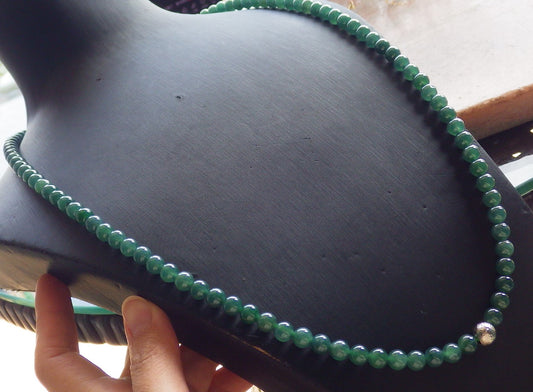 Certified Icy Green Burma 100% Natural A JADE Jadeite Bead Beads Necklace 27 inches 项链 650685 TN