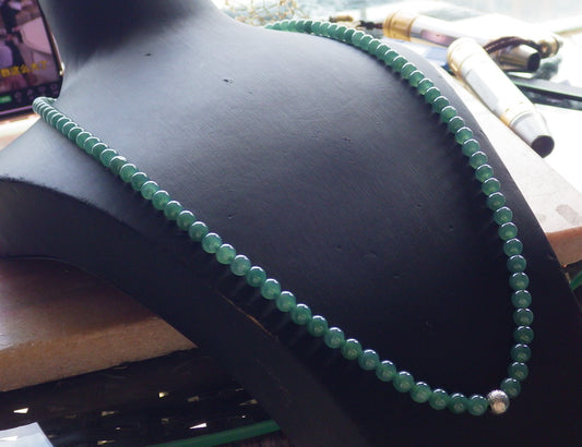 Certified Icy Green Burma 100% Natural A JADE Jadeite Bead Beads Necklace 27 inches 项链 650693 TN