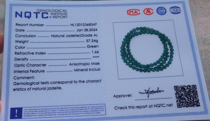 Certified Icy Green Burma 100% Natural A JADE Jadeite Bead Beads Necklace 27 inches 项链 650693 TN