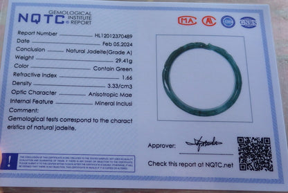 Certified Icy Green Burma 100% Natural A JADE Jadeite  Fox Bangle Bracelet 59 mm 手镯 650755 TN