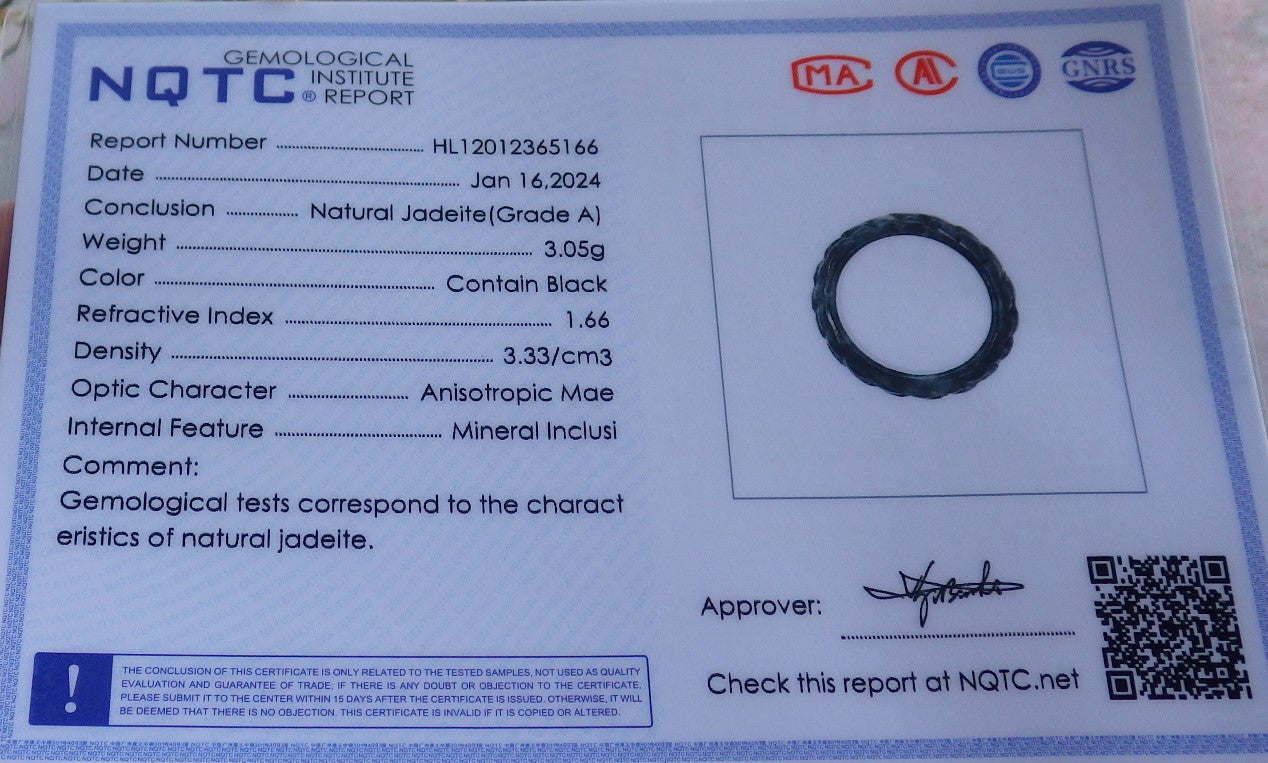 Certified Black Burma 100% Natural A JADE Jadeite Dragon RING USA. 5.25 戒指 650786 TN