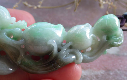 Certified Green Burma 100% Natural A Jade jadeite Pendant Monkey Peach Coin Necklace 猴子 650813 TN