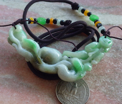 Certified Green Burma 100% Natural A Jade jadeite Pendant Monkey Peach Coin Necklace 猴子 650813 TN