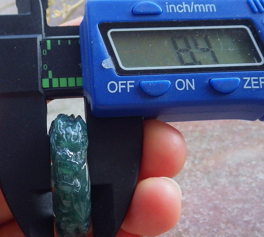 Certified Icy Green Burma 100% Natural A JADE Jadeite Dragon RING USA. 9.25 戒指 650831 TN