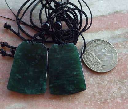 Pair Certified Icy Green Burma 100% Natural A Jade jadeite Pendant Dragon Phoenix Necklace 龙凤 650858 TN