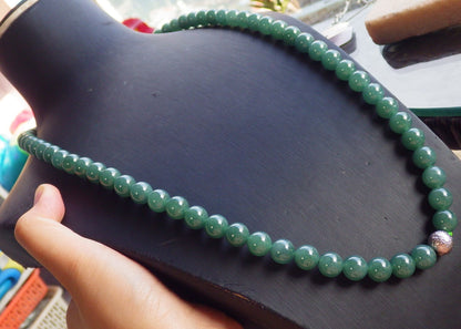 Certified Icy Green Burma 100% Natural A JADE Jadeite Bead Beads Necklace 26 inches 项链 650947 TN
