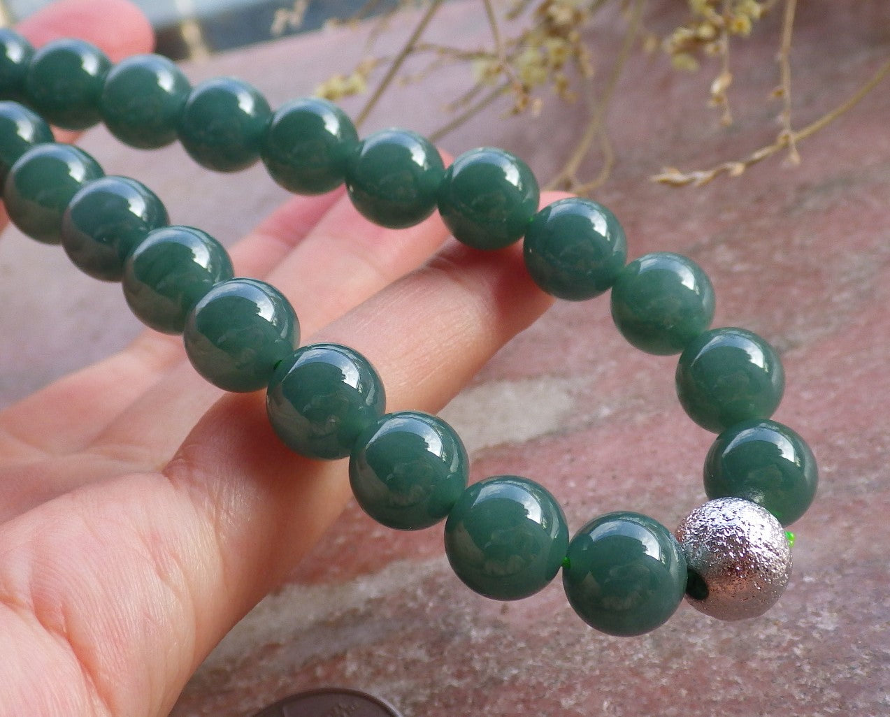 Certified Icy Green Burma 100% Natural A JADE Jadeite Bead Beads Necklace 26 inches 项链 650947 TN