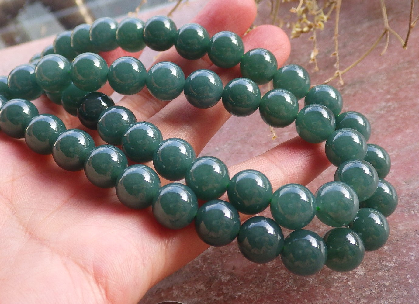 Certified Icy Green Burma 100% Natural A JADE Jadeite Bead Beads Necklace 26 inches 项链 650947 TN