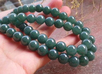 Certified Icy Green Burma 100% Natural A JADE Jadeite Bead Beads Necklace 26 inches 项链 650947 TN