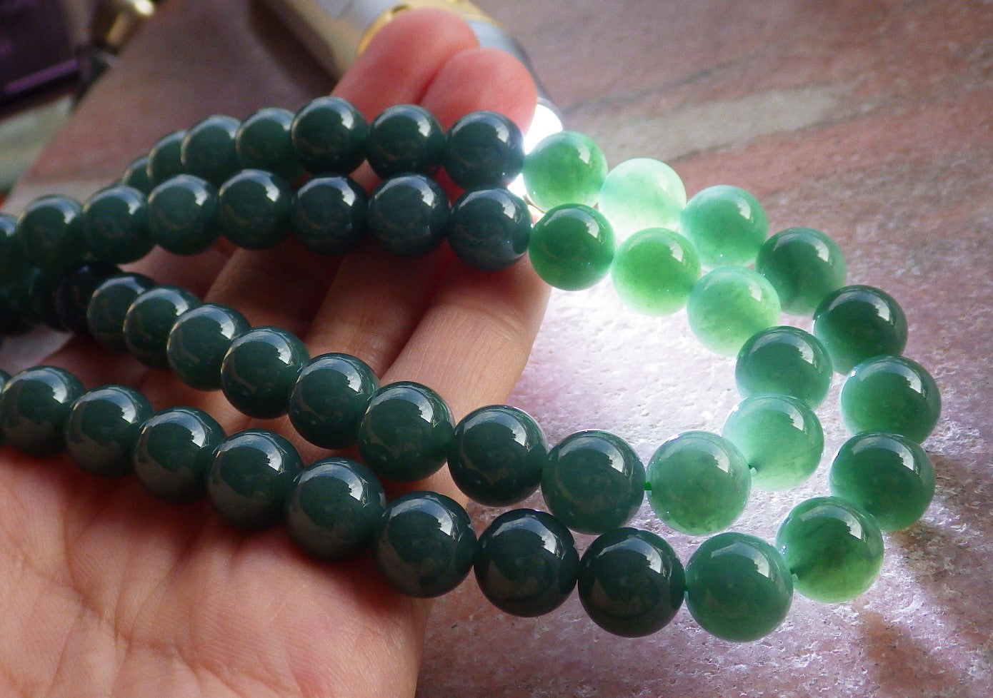 Certified Icy Green Burma 100% Natural A JADE Jadeite Bead Beads Necklace 26 inches 项链 650947 TN