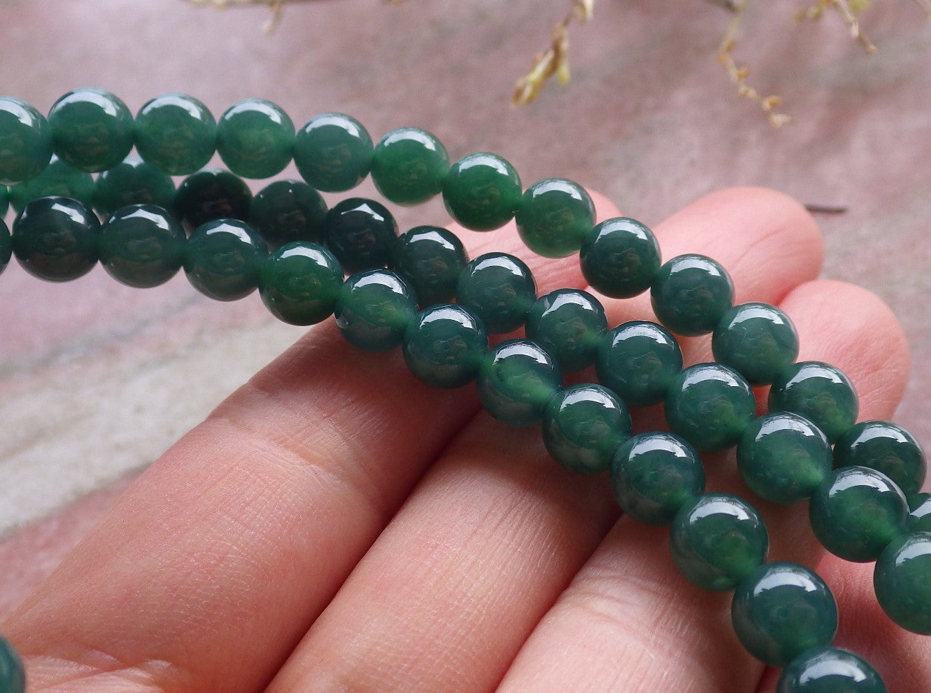 Certified Icy Green Burma 100% Natural A JADE Jadeite Bead Beads Necklace 27 inches 项链 650965 TN