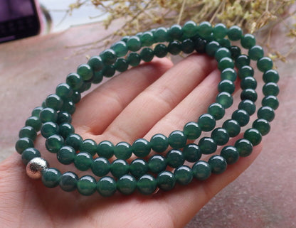 Certified Icy Green Burma 100% Natural A JADE Jadeite Bead Beads Necklace 27 inches 项链 650965 TN