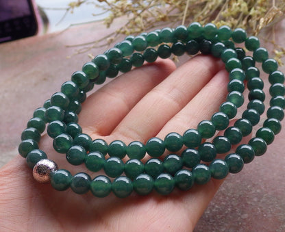 Certified Icy Green Burma 100% Natural A JADE Jadeite Bead Beads Necklace 27 inches 项链 650965 TN
