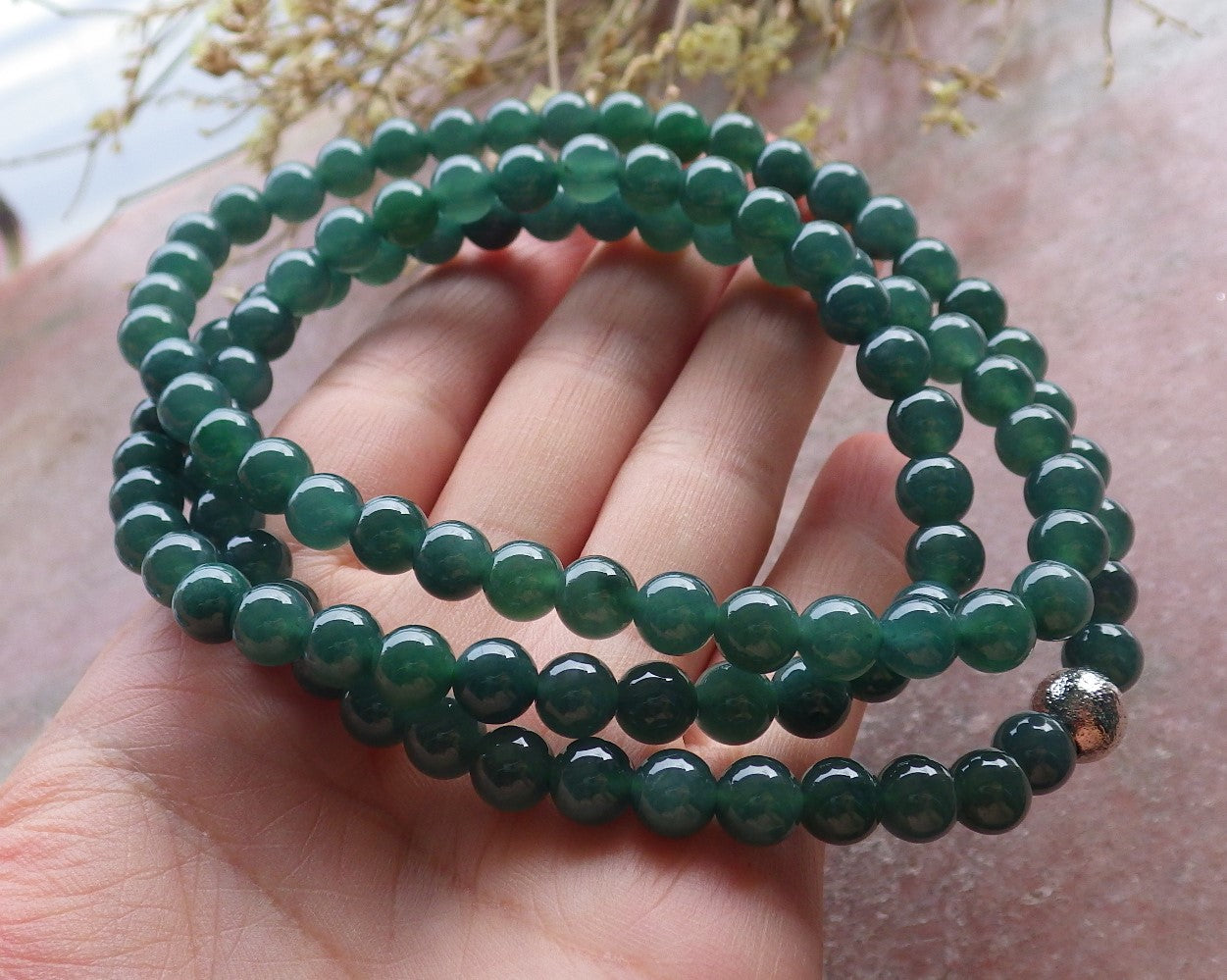 Certified Icy Green Burma 100% Natural A JADE Jadeite Bead Beads Necklace 27 inches 项链 650965 TN