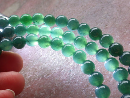 Certified Icy Green Burma 100% Natural A JADE Jadeite Bead Beads Necklace 27 inches 项链 650965 TN