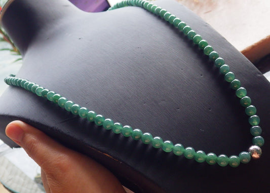Certified Icy Green Burma 100% Natural A JADE Jadeite Bead Beads Necklace 27 inches 项链 650965 TN