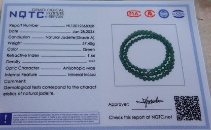 Certified Icy Green Burma 100% Natural A JADE Jadeite Bead Beads Necklace 27 inches 项链 650965 TN