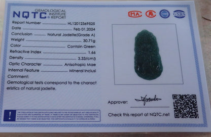 Certified Icy Green Burma 100% Natural A Jade jadeite Pendant 1000 Hand Guanyin Kwan Yin Necklace 观音 650998 TN