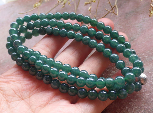 Certified Icy Green Burma 100% Natural A JADE Jadeite Bead Beads Necklace 27 inches 项链 651026 TN