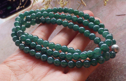 Certified Icy Green Burma 100% Natural A JADE Jadeite Bead Beads Necklace 27 inches 项链 651026 TN