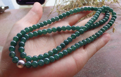 Certified Icy Green Burma 100% Natural A JADE Jadeite Bead Beads Necklace 27 inches 项链 651026 TN