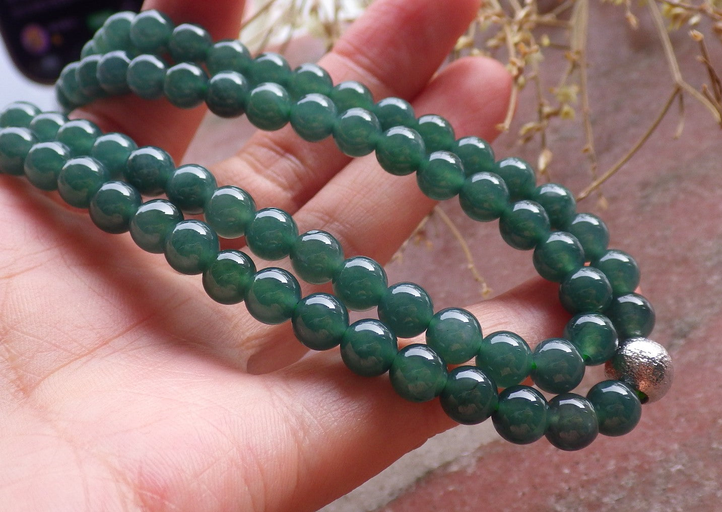 Certified Icy Green Burma 100% Natural A JADE Jadeite Bead Beads Necklace 27 inches 项链 651026 TN