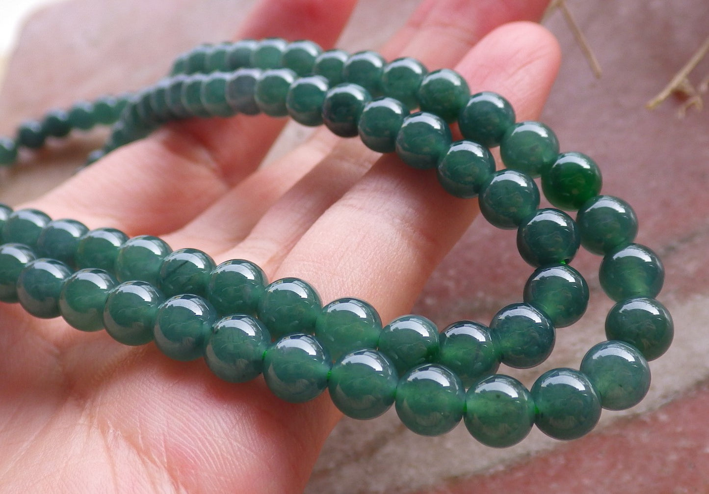 Certified Icy Green Burma 100% Natural A JADE Jadeite Bead Beads Necklace 27 inches 项链 651026 TN
