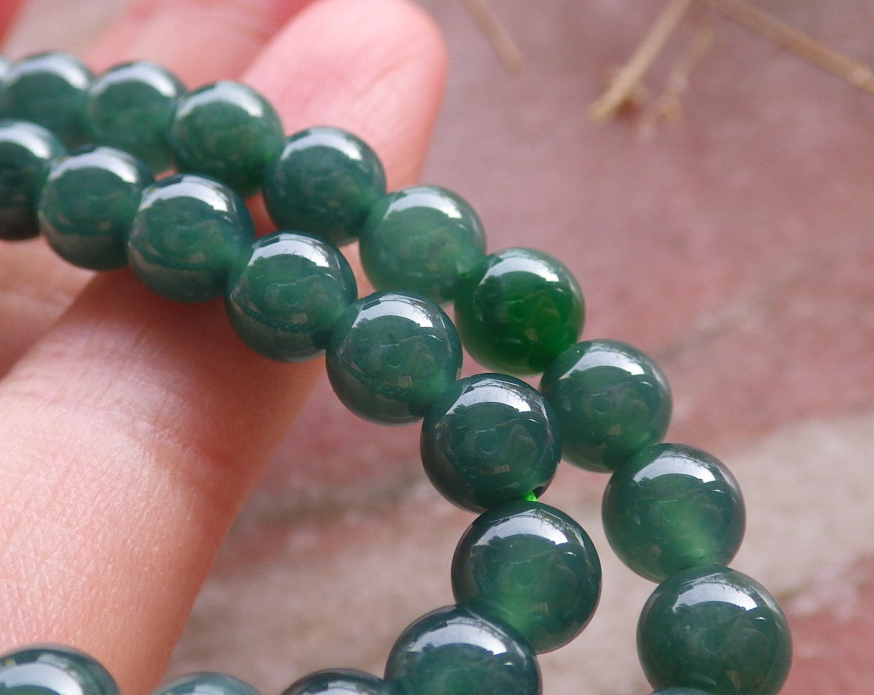 Certified Icy Green Burma 100% Natural A JADE Jadeite Bead Beads Necklace 27 inches 项链 651026 TN