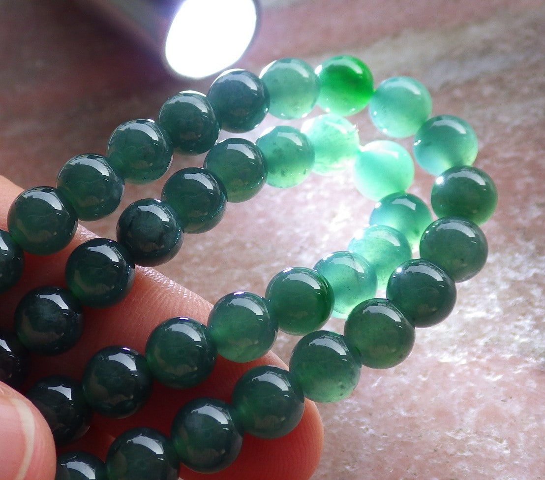 Certified Icy Green Burma 100% Natural A JADE Jadeite Bead Beads Necklace 27 inches 项链 651026 TN