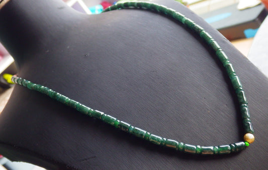 Certified Green Burma 100% Natural A JADE Jadeite bead Beads Circle Bamboo Necklace 24 inches 项链 651038 TN